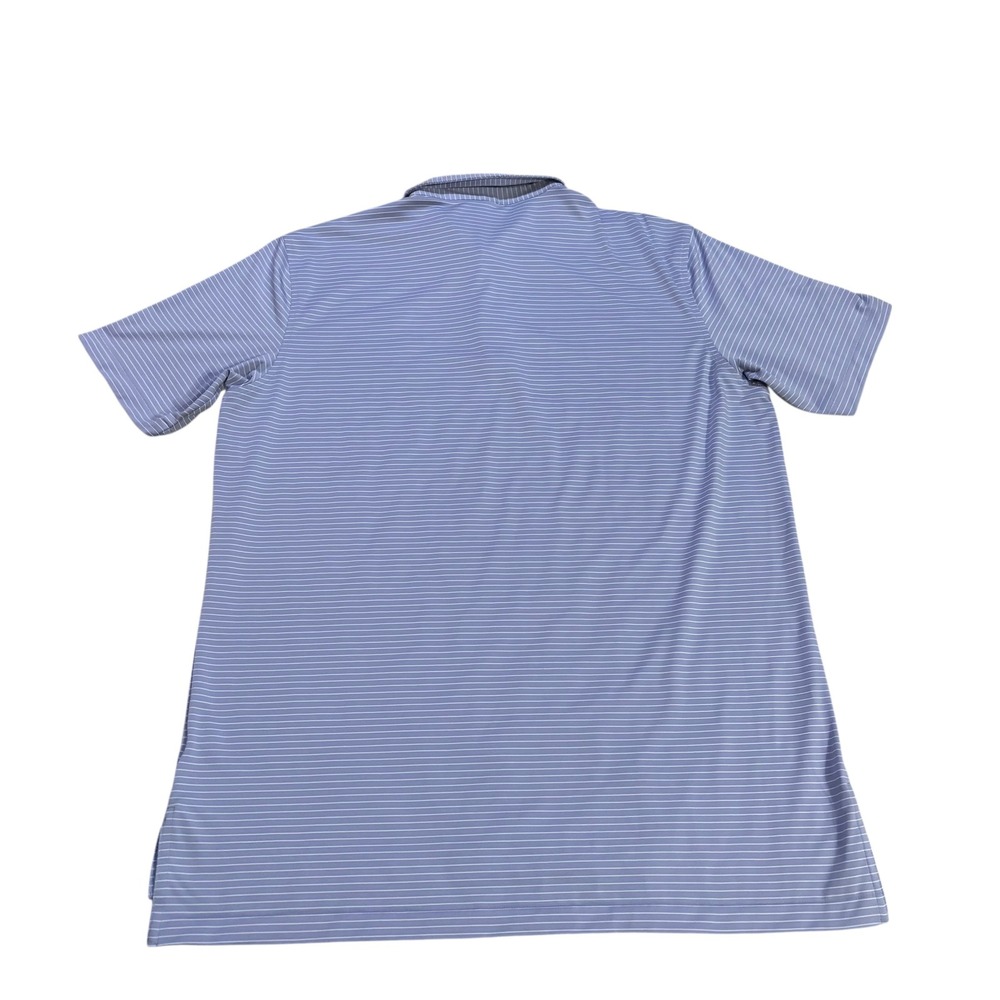Peter Millar Summer Comfort Mens Large Purple Striped Feather Logo Golf Polo - Picture 6 of 9